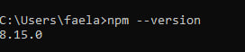 Tela de terminal com fundo em preto e letras em branco com o seguinte texto:“C:\Users\faela class=